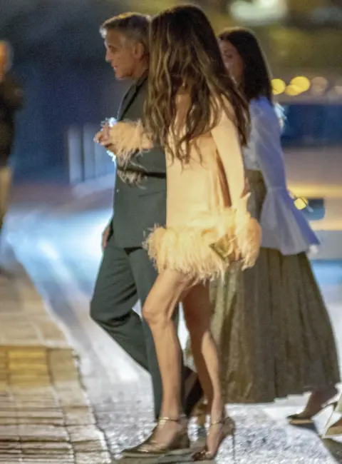 George and Amal Clooney Spotted in Lake Como with Shailene Woodley for Evening Dinner Excursion 08-25-2025