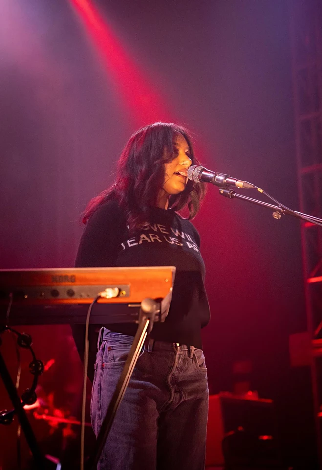 Lily Fontaine (of English Teacher) –  Performs Onstage During a Concert at O2 Academy Leeds in Leeds, England 11-22-2025